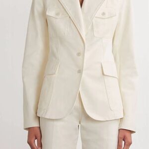 PAIGE Cream Denim Tailored Blazer size 6 NWT